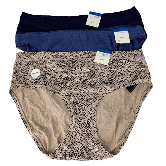 Alfani Other - Alfani & Charter Club Intimates NEW Lot of 3 Bikini Panty Size XL Blue Cheetah